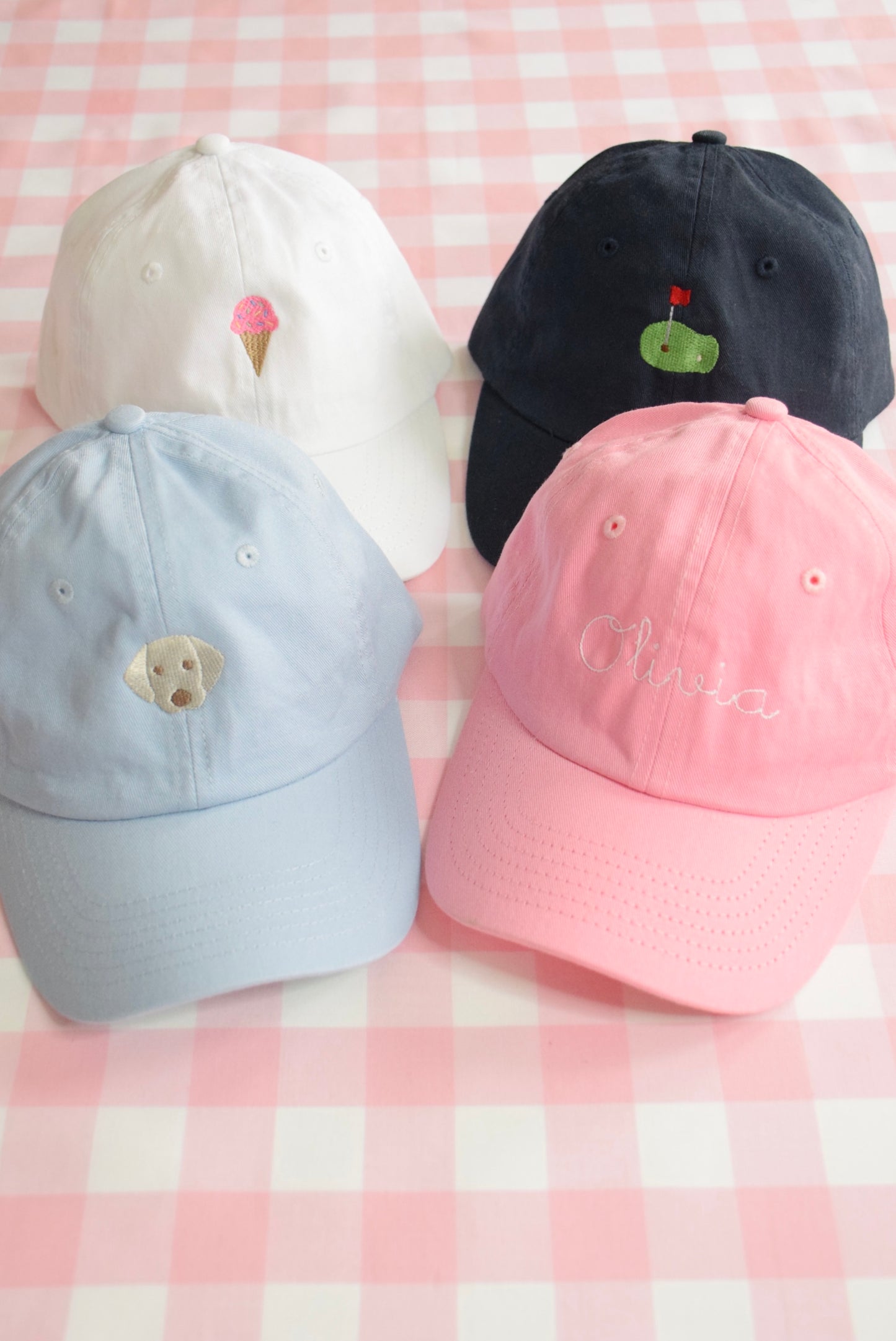 Casquettes brodées en coton bio pour enfants
