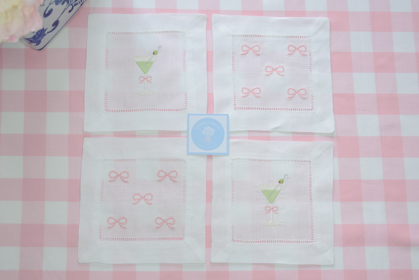 Cocktail napkins bow martini